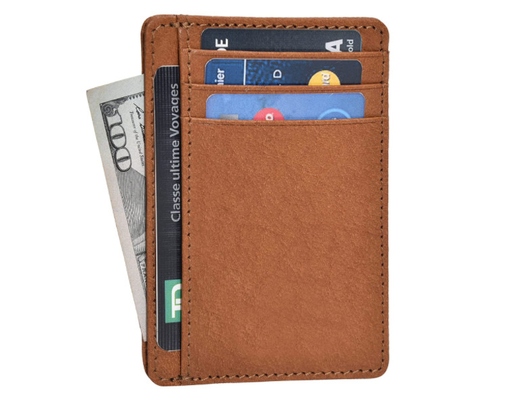 Men Slim Leather Wallet Card Case RFID Blocking Smart Minimalist