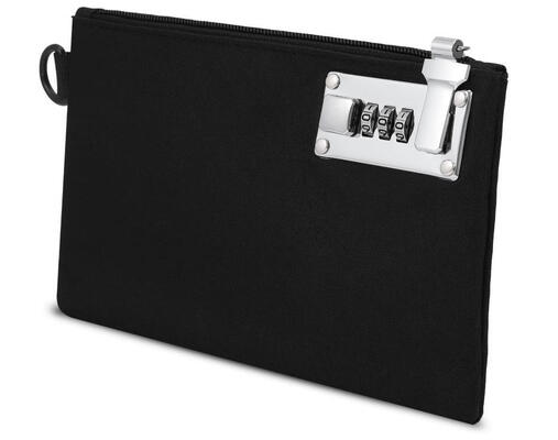 Túi tiền với khóa, 5 x 8 inch túi tiền có thể khóa, khóa phụ kiện túi tiền mặt, đồ trang sức, hộ chiếu, thuốc, thẻ tín dụng - Đen