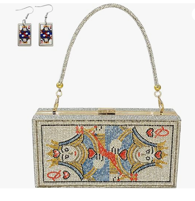 Pearl & she Diamond Women Evening Handbags Purse Minaudiere Clutch Bag, Stack of Cash Dollars Crystal Clutch Purse (Bài túi xách)