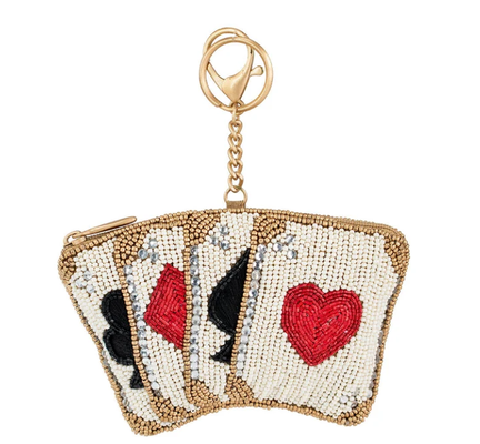 Hãy chơi Coin Purse túi tiền màu hồng mềm có hạt vàng tráng vương miện zipper đóng cửa dễ dàng mở khóa khóa móc và thẻ tín dụng phù hợp thiết kế nhỏ gọn
