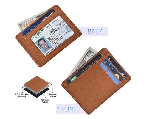 Nam giới Ví da mỏng Hộp đựng thẻ RFID Chặn thông minh Tối giản