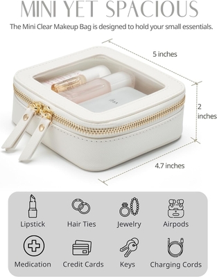 Túi mỹ phẩm nhỏ cho túi xách Mini Makeup Bag cho trường học dễ thương rõ ràng Make Up pouch cho du lịch Tiny da trắng Make Up O