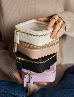 Túi mỹ phẩm nhỏ cho túi xách Mini Makeup Bag cho trường học dễ thương rõ ràng Make Up pouch cho du lịch Tiny da trắng Make Up O