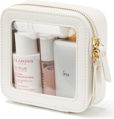 Túi mỹ phẩm nhỏ cho túi xách Mini Makeup Bag cho trường học dễ thương rõ ràng Make Up pouch cho du lịch Tiny da trắng Make Up O