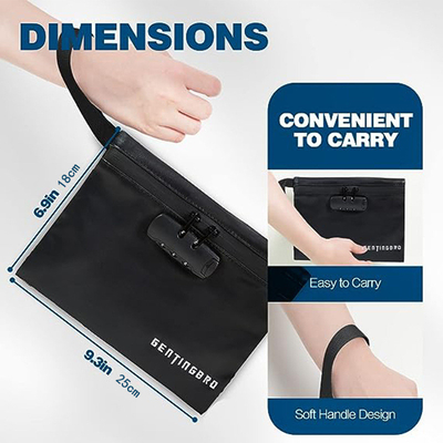 Túi tiền với khóa KaAutoler chống cháy và chống nước Túi tiền với khóa zipper chống cháy hộp an toàn túi tiền Locki