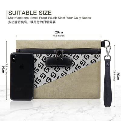 Túi chống mùi với khóa kết hợp, túi chống mùi carbon bao bọc 10,2 x 7,2 inch túi khóa thuốc lưu trữ du lịch