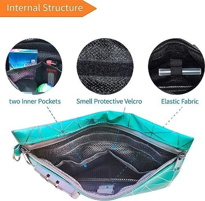 Túi chống mùi với khóa kết hợp, túi chống mùi carbon bao bọc 10,2 x 7,2 inch túi khóa thuốc lưu trữ du lịch