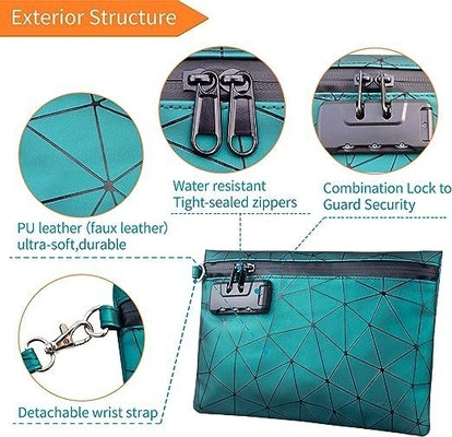 Túi chống mùi với khóa kết hợp, túi chống mùi carbon bao bọc 10,2 x 7,2 inch túi khóa thuốc lưu trữ du lịch