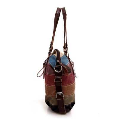TREND NEW Rainbow Striped Canvas BAG thời trang patchwork túi phụ nữ nước giặt túi vải