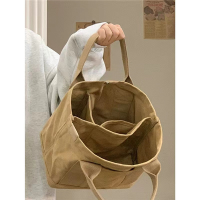 2024 NEW HIGH-END SENSE OF NICHE DESIGN CANVAS TOTE BAG BAG nữ thời trang tất cả các vintage tay đơn tay qua tay