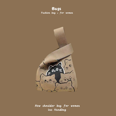 THE NEW INTERNET CELEBRITY HANDBAG Knitting HAND Knitting Wool Bucket BAG HAND Casual Tote LUNCH BAG (tạm dịch: