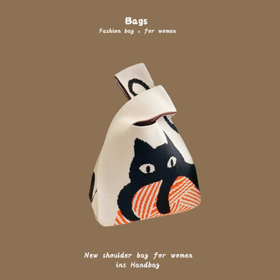 THE NEW INTERNET CELEBRITY HANDBAG Knitting HAND Knitting Wool Bucket BAG HAND Casual Tote LUNCH BAG (tạm dịch:
