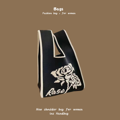 THE NEW INTERNET CELEBRITY HANDBAG Knitting HAND Knitting Wool Bucket BAG HAND Casual Tote LUNCH BAG (tạm dịch:
