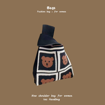 THE NEW INTERNET CELEBRITY HANDBAG Knitting HAND Knitting Wool Bucket BAG HAND Casual Tote LUNCH BAG (tạm dịch: