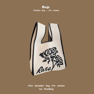 THE NEW INTERNET CELEBRITY HANDBAG Knitting HAND Knitting Wool Bucket BAG HAND Casual Tote LUNCH BAG (tạm dịch: