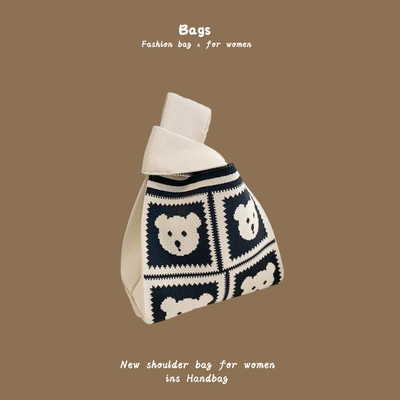THE NEW INTERNET CELEBRITY HANDBAG Knitting HAND Knitting Wool Bucket BAG HAND Casual Tote LUNCH BAG (tạm dịch: