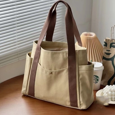 Túi vải Tote đi ra ngoài vải tất cả trong một công việc xuất hiện cao cấp đi lại dung lượng lớn sinh viên nghệ thuật một vai