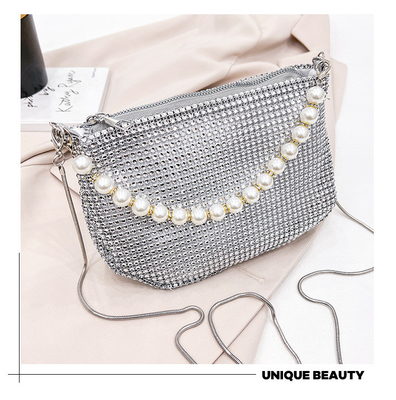 New pearl handle imitation full diamond handbag shoulder bag Chiếc túi xách bằng kim cương