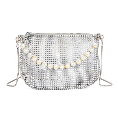 New pearl handle imitation full diamond handbag shoulder bag Chiếc túi xách bằng kim cương