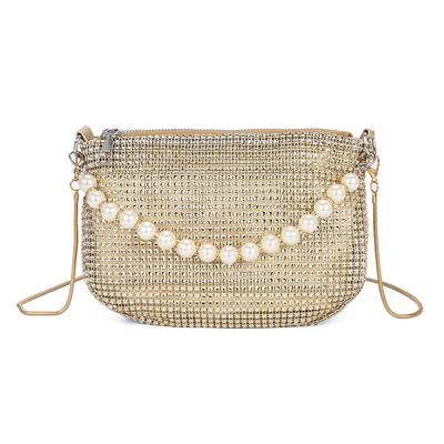 New pearl handle imitation full diamond handbag shoulder bag Chiếc túi xách bằng kim cương