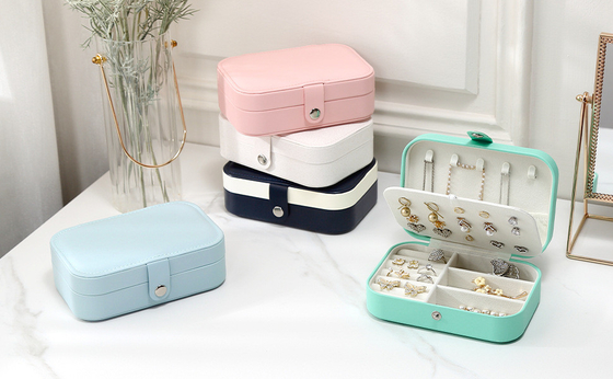 Hộp lưu trữ đồ trang sức một lớp vòng cổ nhẫn PU hộp đồ trang sức Amazon hộp đồ trang sức di động Hộp đồ trang sức gia đình