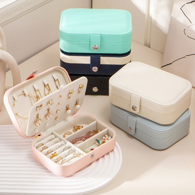 Hộp lưu trữ đồ trang sức một lớp vòng cổ nhẫn PU hộp đồ trang sức Amazon hộp đồ trang sức di động Hộp đồ trang sức gia đình