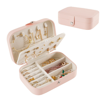 Hộp lưu trữ đồ trang sức một lớp vòng cổ nhẫn PU hộp đồ trang sức Amazon hộp đồ trang sức di động Hộp đồ trang sức gia đình