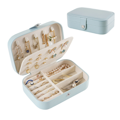 Hộp lưu trữ đồ trang sức một lớp vòng cổ nhẫn PU hộp đồ trang sức Amazon hộp đồ trang sức di động Hộp đồ trang sức gia đình