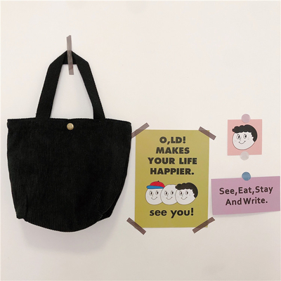 ARTSY CORDUROY BAG CASEUAL PORTABLE MINI LADYS CLAUTCH BAG VINTAGE THUỐC Đồ vải BENTO BAG