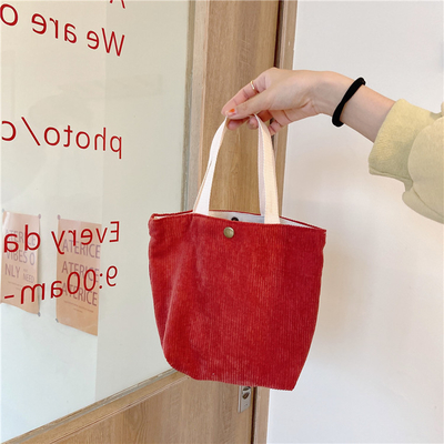 ARTSY CORDUROY BAG CASEUAL PORTABLE MINI LADYS CLAUTCH BAG VINTAGE THUỐC Đồ vải BENTO BAG
