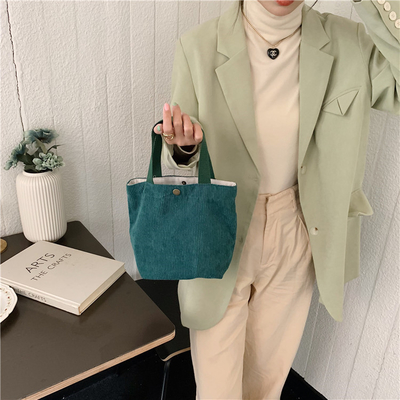 ARTSY CORDUROY BAG CASEUAL PORTABLE MINI LADYS CLAUTCH BAG VINTAGE THUỐC Đồ vải BENTO BAG