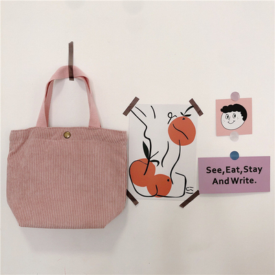 ARTSY CORDUROY BAG CASEUAL PORTABLE MINI LADYS CLAUTCH BAG VINTAGE THUỐC Đồ vải BENTO BAG