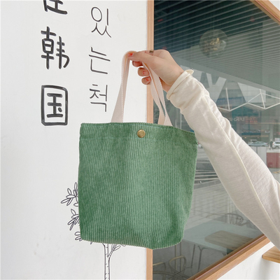 ARTSY CORDUROY BAG CASEUAL PORTABLE MINI LADYS CLAUTCH BAG VINTAGE THUỐC Đồ vải BENTO BAG