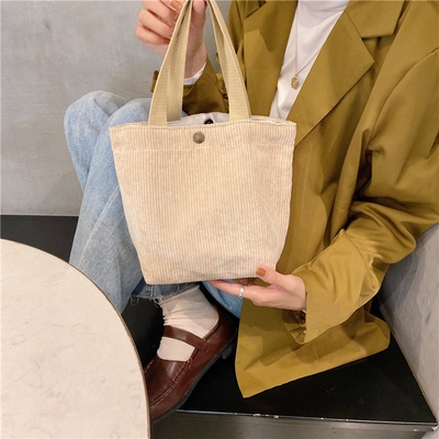 ARTSY CORDUROY BAG CASEUAL PORTABLE MINI LADYS CLAUTCH BAG VINTAGE THUỐC Đồ vải BENTO BAG
