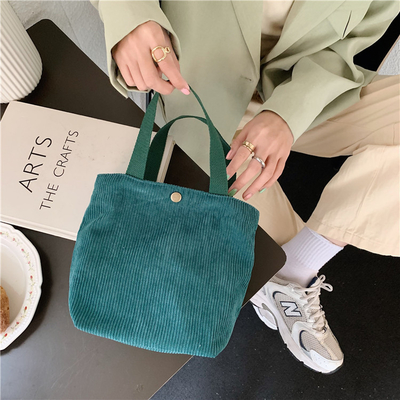ARTSY CORDUROY BAG CASEUAL PORTABLE MINI LADYS CLAUTCH BAG VINTAGE THUỐC Đồ vải BENTO BAG
