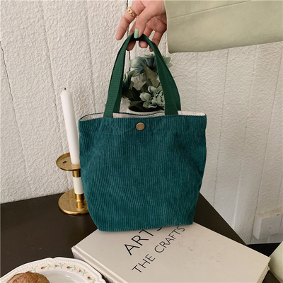 ARTSY CORDUROY BAG CASEUAL PORTABLE MINI LADYS CLAUTCH BAG VINTAGE THUỐC Đồ vải BENTO BAG