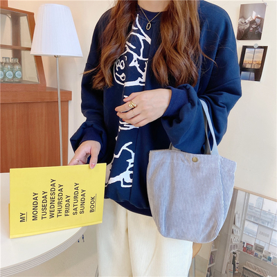 ARTSY CORDUROY BAG CASEUAL PORTABLE MINI LADYS CLAUTCH BAG VINTAGE THUỐC Đồ vải BENTO BAG