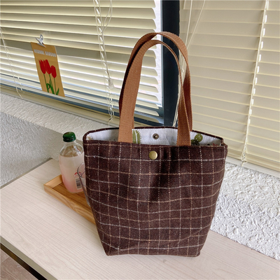 ARTSY CORDUROY BAG CASEUAL PORTABLE MINI LADYS CLAUTCH BAG VINTAGE THUỐC Đồ vải BENTO BAG