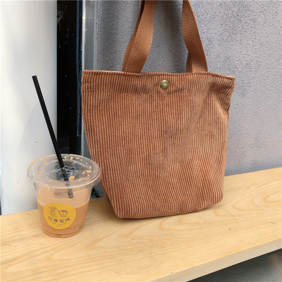 ARTSY CORDUROY BAG CASEUAL PORTABLE MINI LADYS CLAUTCH BAG VINTAGE THUỐC Đồ vải BENTO BAG