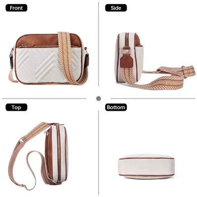 HOT QUILTED embroidery CHECK COLOR MATCHING VINTAGE SHOULDER BAG ZIPPER STRAP CROSSBODY BAG BORSE BORSE BORSE BORSE BORSE BORSE BORSE BORSE BORSE BORSE