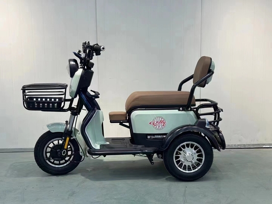 Chiếc xe đạp điện nhỏ mới mang đứa con của nó về nhà để đón trẻ em