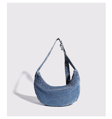 2024 CROSS-BORDER NEW UNDERARM BAG NICHE DESIGN RETRO WASH DENIM BAG SENIOR DUMPLING BAG Những chiếc túi xách cao cấp