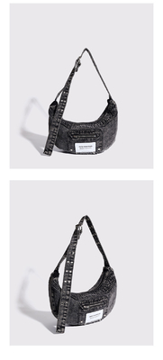2024 CROSS-BORDER NEW UNDERARM BAG NICHE DESIGN RETRO WASH DENIM BAG SENIOR DUMPLING BAG Những chiếc túi xách cao cấp