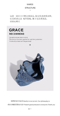 2024 CROSS-BORDER NEW UNDERARM BAG NICHE DESIGN RETRO WASH DENIM BAG SENIOR DUMPLING BAG Những chiếc túi xách cao cấp