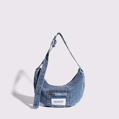 2024 CROSS-BORDER NEW UNDERARM BAG NICHE DESIGN RETRO WASH DENIM BAG SENIOR DUMPLING BAG Những chiếc túi xách cao cấp