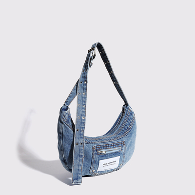 2024 CROSS-BORDER NEW UNDERARM BAG NICHE DESIGN RETRO WASH DENIM BAG SENIOR DUMPLING BAG Những chiếc túi xách cao cấp