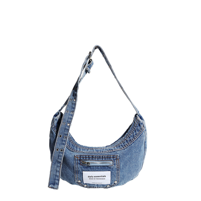 2024 CROSS-BORDER NEW UNDERARM BAG NICHE DESIGN RETRO WASH DENIM BAG SENIOR DUMPLING BAG Những chiếc túi xách cao cấp