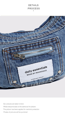 2024 CROSS-BORDER NEW UNDERARM BAG NICHE DESIGN RETRO WASH DENIM BAG SENIOR DUMPLING BAG Những chiếc túi xách cao cấp