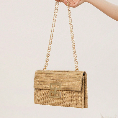 NEW HOLIDAY WIND MULTI-LAYER CHAIN CLAMSHELL LOCK STRAW BAG BACK BACK BACK BACK BACK BACK BACK BACK BACK BACK BACK BACK BACK BACK BACK