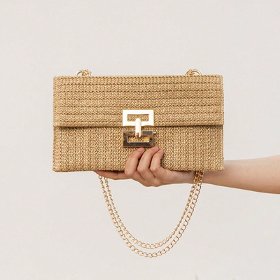 NEW HOLIDAY WIND MULTI-LAYER CHAIN CLAMSHELL LOCK STRAW BAG BACK BACK BACK BACK BACK BACK BACK BACK BACK BACK BACK BACK BACK BACK BACK